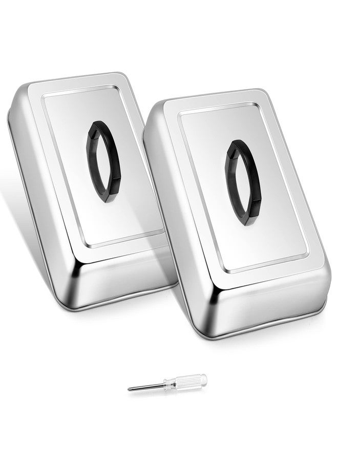 Leonyo 13" x 9" Rectangular Basting Cover Set of 2, Stainless Steel Heavy Duty Metal Cheese Melting Dome Lid for Outdoor & Indoor, Food Cover for Griddle, Dishwasher Safe - Image 1